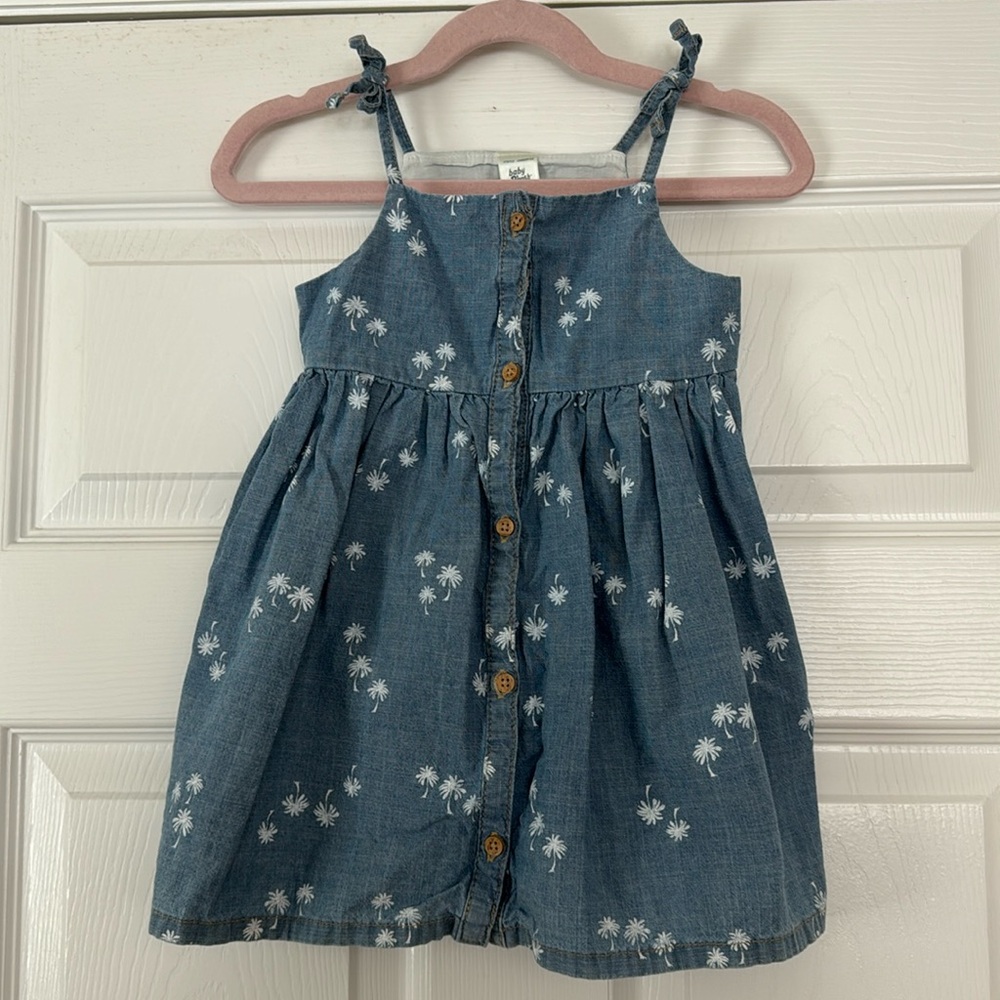 24m Denim Dress with White Palm Trees